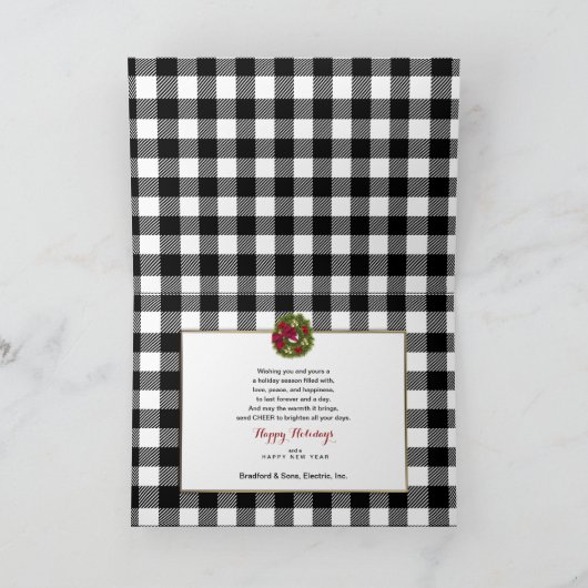 クリスマスビジネス白黒プレイド付き/リース カード (内部)