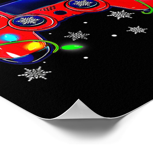 クリスマスビデオゲームコントローラサンタハットゲーマーボー ポスター (角)