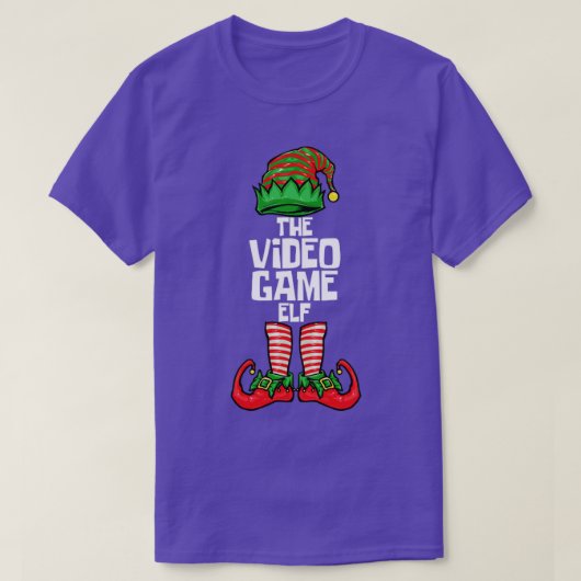 クリスマスビデオゲーム小妖精や小人 Tシャツ (デザイン正面)
