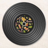 クリスマスビニールのレコード ラウンドペーパーコースター (正面)