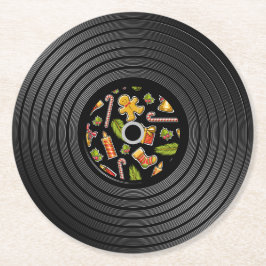 クリスマスビニールのレコード ラウンドペーパーコースター