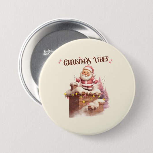 クリスマスビベスピンクサンタ 缶バッジ (正面&裏面)