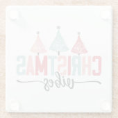 クリスマスビベス – フェスティバルツリーデザイン ガラスコースター (裏面)