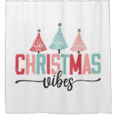 クリスマスビベス – フェスティバルツリーデザイン シャワーカーテン (正面)