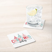 クリスマスビベス – フェスティバルツリーデザイン スクエアペーパーコースター (インサイチュ)