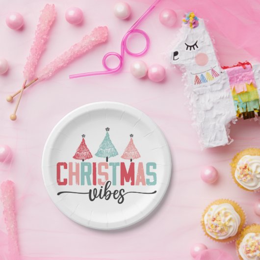 クリスマスビベス – フェスティバルツリーデザイン ペーパープレート (パーティー)