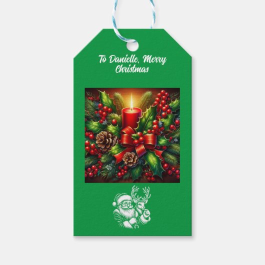 クリスマスビューティフルキャンドルとホッキョクグマ ギフトタグ (正面)