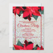 クリスマスビューティフルレッドフラワーズホリデーパーティー 招待状 (正面)
