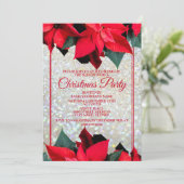 クリスマスビューティフルレッドフラワーズホリデーパーティー 招待状 (スタンド正面)