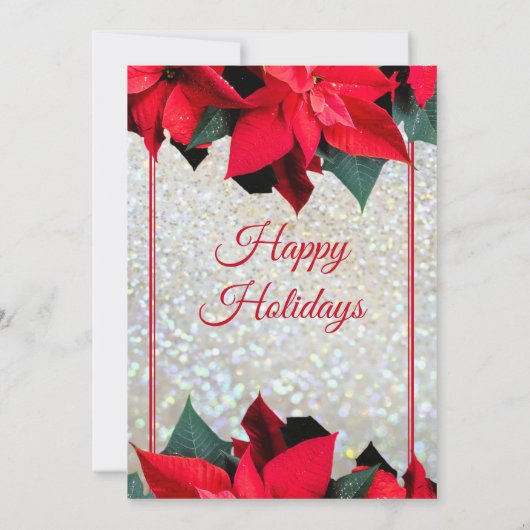 クリスマスビューティフルレッドフラワーズホリデーパーティー 招待状 (裏面)