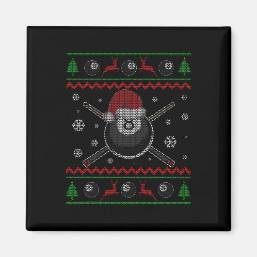 クリスマスビリヤードのプールスヌーカースポーツプレーヤーファンン マグネット (正面)