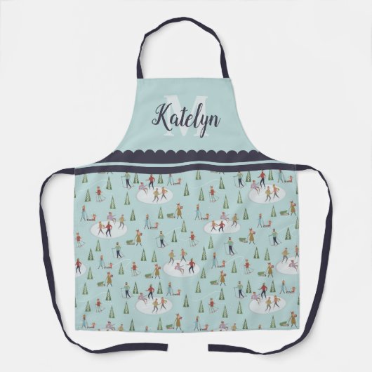 クリスマスビレッジアイススケートで滑る&スキーホリデー エプロン (正面)