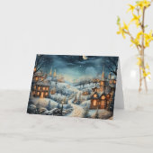 クリスマスビレッジイラストレーション カード (黄色い花)