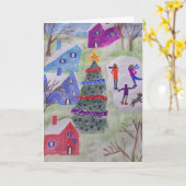 クリスマスビレッジクリスマス カード (黄色い花)