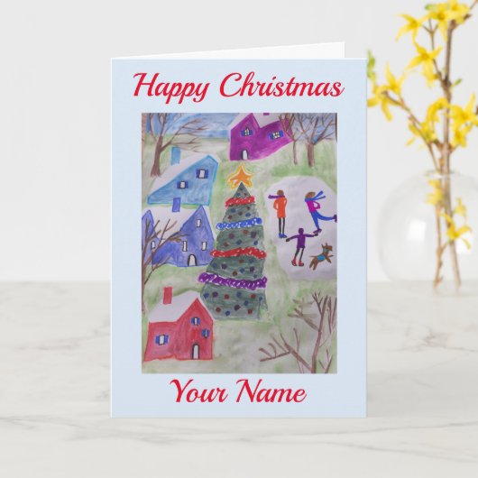 クリスマスビレッジグリーティングカード カード (黄色い花)