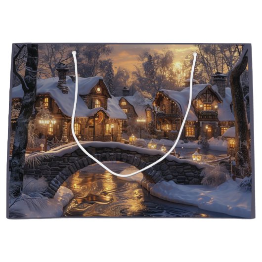 クリスマスビレッジコージーウィンターシーンクリスマス ラージペーパーバッグ (正面)