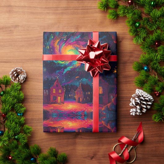 クリスマスビレッジシーンオールドワールドカントリー ラッピングペーパー (クリスマスギフト)
