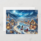 クリスマスビレッジススノーシ絵を描ーン ポストカード (正面/裏面)