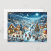 クリスマスビレッジススノーシ絵を描ーン ポストカード (正面/裏面)