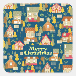 クリスマスビレッジステッカー スクエアシール