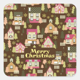 クリスマスビレッジステッカー スクエアシール