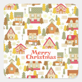 クリスマスビレッジステッカー スクエアシール