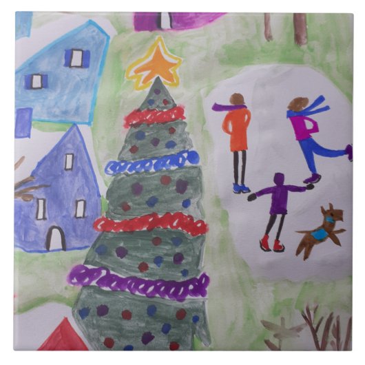 クリスマスビレッジセラミックタイル タイル (正面)