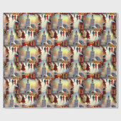 クリスマスビレッジチャーチゴアーズスノーグローブパターン ラッピングペーパー (フラット)