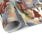 クリスマスビレッジチャーチゴアーズスノーグローブパターン ラッピングペーパー (ロールコーナー)