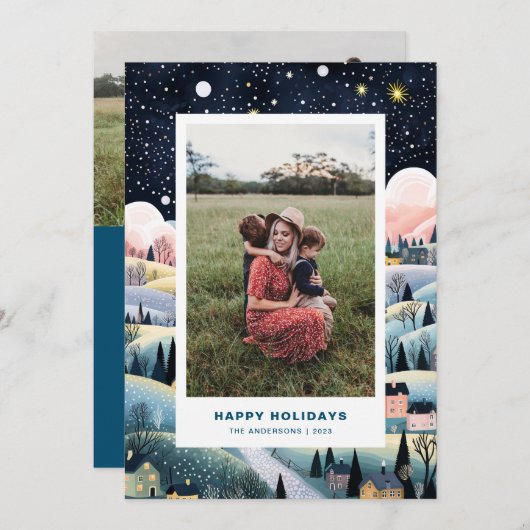 クリスマスビレッジツーフォトクリスマスカード シーズンカード (正面/裏面)