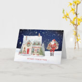 クリスマスビレッジハウスサンタ カード (黄色い花)