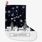 クリスマスビレッジパーソナライズされたストッキング ラージクリスマスストッキング (正面)