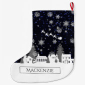 クリスマスビレッジパーソナライズされたストッキング ラージクリスマスストッキング (裏面)