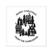 クリスマスビレッジパーソナライズされたホリデイ セルフインキングスタンプ (デザイン)