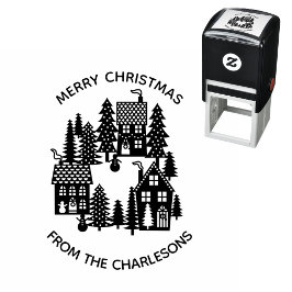 クリスマスビレッジパーソナライズされたホリデイ セルフインキングスタンプ