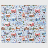 クリスマスビレッジピープルパターン ラッピングペーパー (フラット)