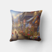 クリスマスビレッジファンタジー雪の風景 クッション (裏面)