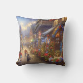 クリスマスビレッジファンタジー雪の風景 クッション (正面)