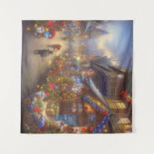 クリスマスビレッジファンタジー雪の風景 タペストリー (正面(横))