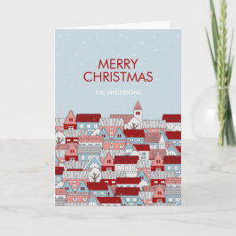 クリスマスビレッジフォールドホリデーカード シーズンカード