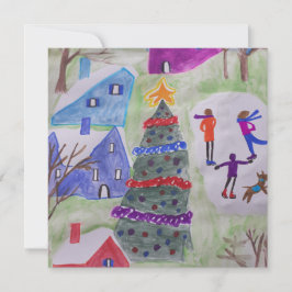 クリスマスビレッジフラットクリスマスカード カード