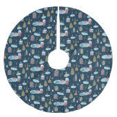 クリスマスビレッジブルーパターン「メリークリスマス」 ブラッシュドポリエステルツリースカート (正面)