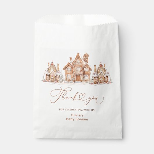 クリスマスビレッジブルーベビーシャワーありがとう フェイバーバッグ (正面)