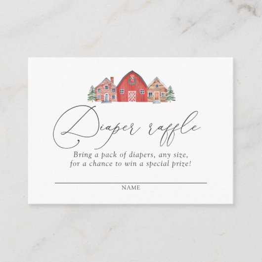 クリスマスビレッジベビーシャワーおむつラッフルチケット エンクロージャーカード (正面)