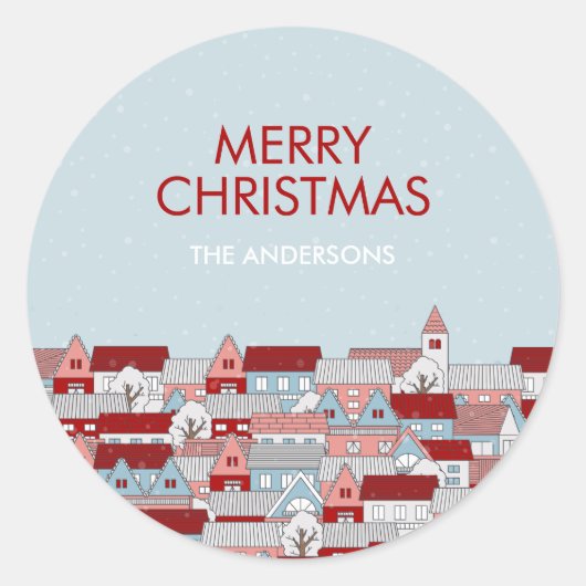 クリスマスビレッジホリデーステッカー ラウンドシール (正面)