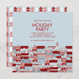 クリスマスビレッジホリデーパーティー招待状 招待状