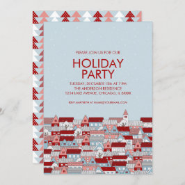 クリスマスビレッジホリデーパーティー招待状 招待状