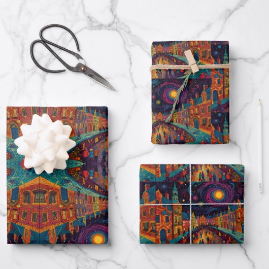 クリスマスビレッジヨーロッパ ラッピングペーパーシート (正面)