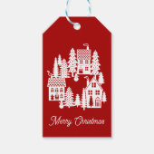 クリスマスビレッジレッドホワイト ギフトタグ (正面)