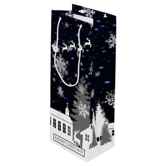 クリスマスビレッジワイン抱き枕 ワインギフトバッグ (正面アングル)